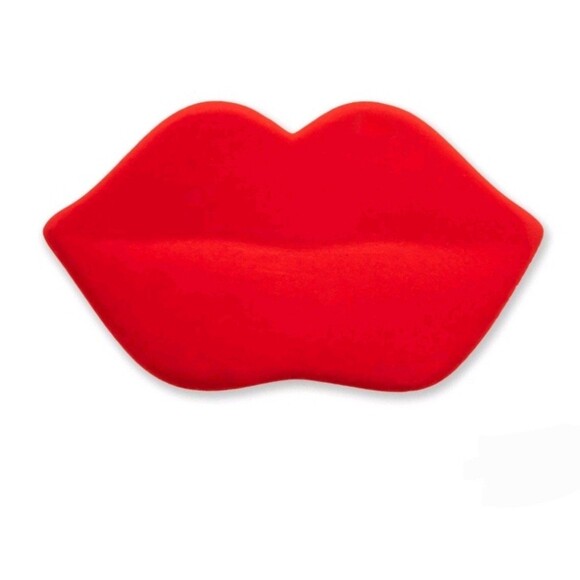 Red Flocked Lips Jewelry box, valentines day trinket dish - Picture 3 of 3